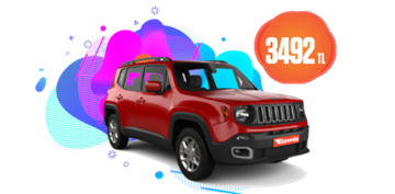 Jeep Renegade Benzinli, Otomatik 18 Günlük Kiralamalarda 3.492 TL Araç Kiralama Kampanyası