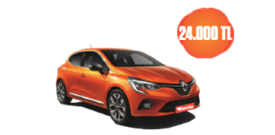 Renault Clio Benzinli, Manuel Aylık KDV Dahil 24.000 TL! Araç Kiralama Kampanyası