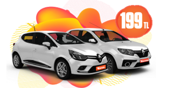 Renault Clio ve Symbol Hafta İçi Günlük 199 TL, Hafta Sonu  239 TL Araç Kiralama Kampanyası
